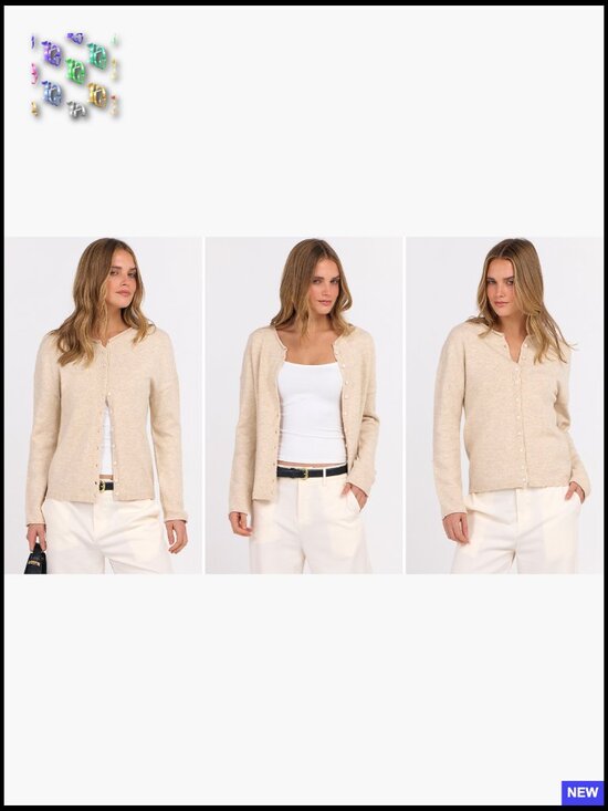 Oversized Button Down Cardigan Sweater Long Sleeve Crew Neck Loose Fit - Picture 7 of 7